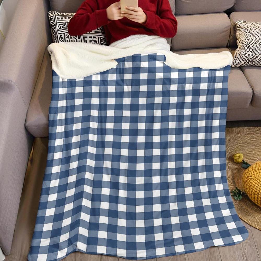 Blau-Weißer Farbverlauf Schachbrett Flanelldecke Warm Weich Halloween Weihnachten Sofa Warm Gemütlich Dekoratives Geschenk für Alle Jahreszeiten