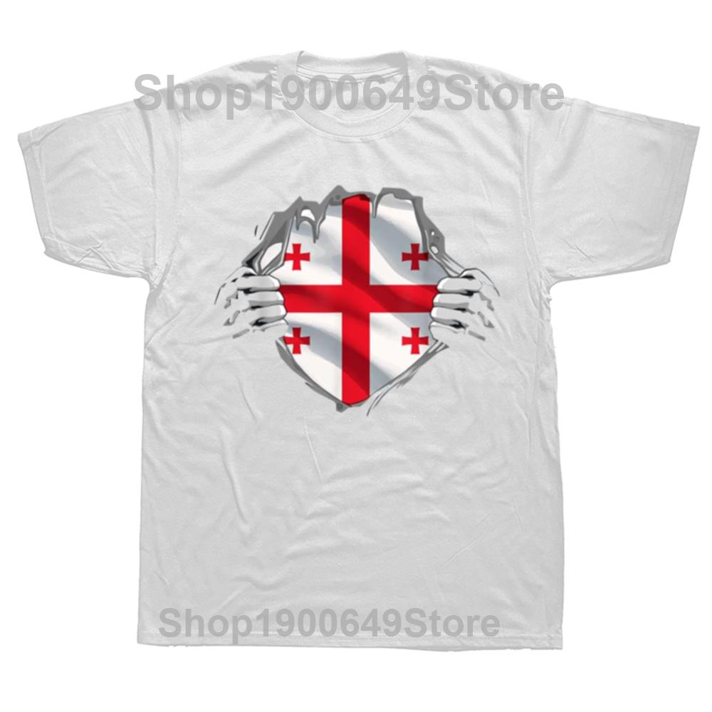 Funny Georgia Flag Map T Shirt Men Short Sleeved Printed Georgian Tee Oneck Loose Style Cotton Tshirt Streetwear