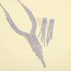 Retro Full Diamond Tassel Clavicle Necklace & Earring Set with Rhinestone Chain - Elegant Evening Accessory for Women