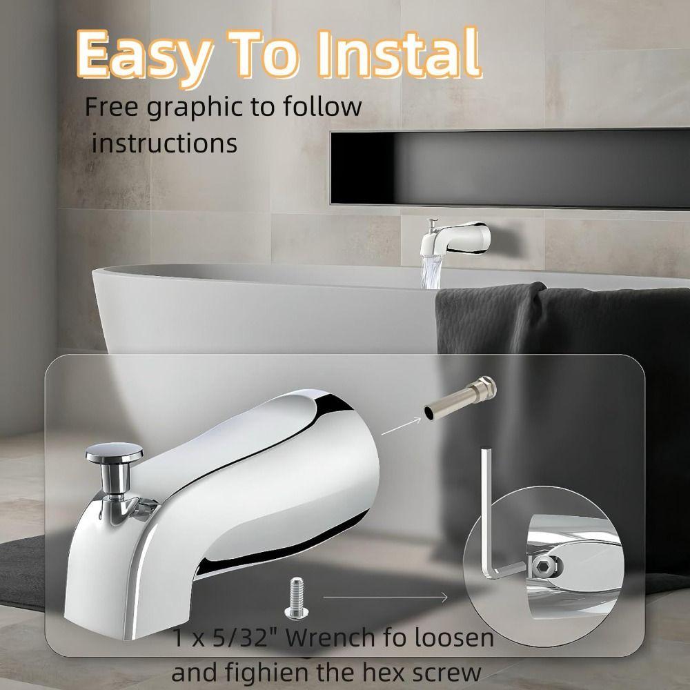 Durable Bathtub Faucet Spout Zinc Zinc Zinc Alloy Pull Type Faucet Diverter Faucet Easy Installation