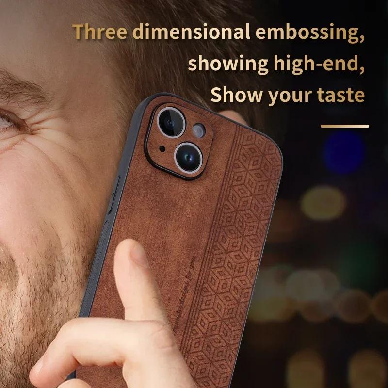 Luxury Leather Phone Back Case For iPhone 17 Air 17Pro 16Pro Max 15 14 13 12 11 XS Pro Max XR Bumper Coque For iPhone 17 Pro Max