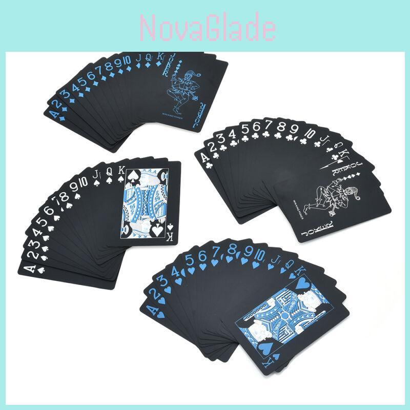 Premium Quality Black Plastic Poker Playing Cards Waterproof Magic Game Set