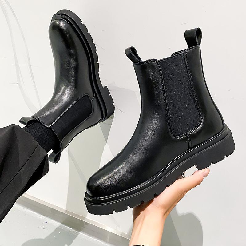 Smoke Boots Platform Martin Boots Men'S Chelsea Medium Boots 45 Korean Edition Tide Boots 46 6032-A