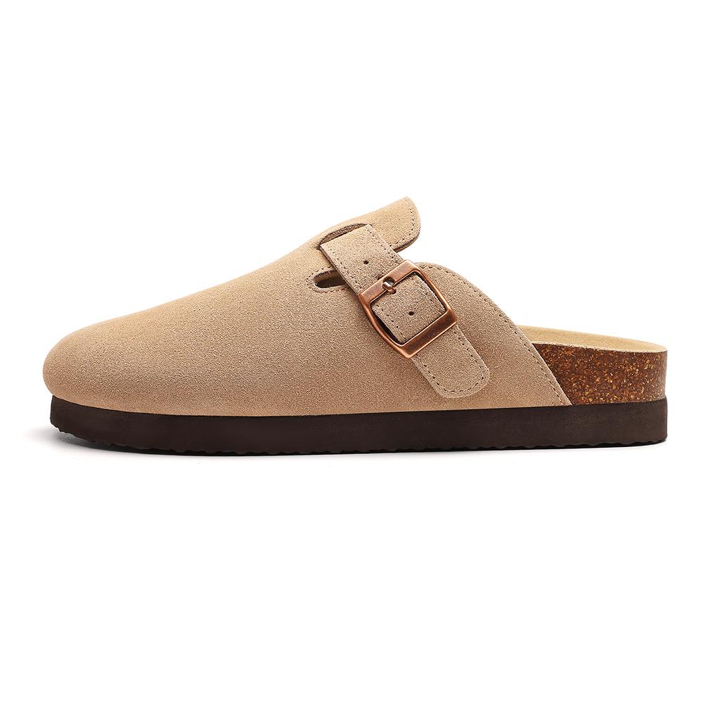 Goosecret Women Suede Clogs Slippers Men Classic Cork Mules Summer Outdoor Soft-Footed Anti-skid Beach Sandals With Arch Support