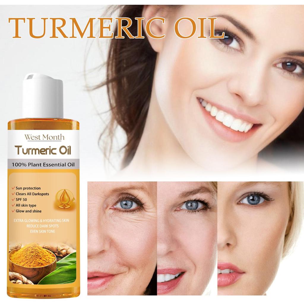 West Month Turmeric Multi-Purpose Essential Oil - 2-in-1 for Facial Brightening/Improving Dullness/Deep Hydration/Moisturizing/Hair Growth/Facial Care