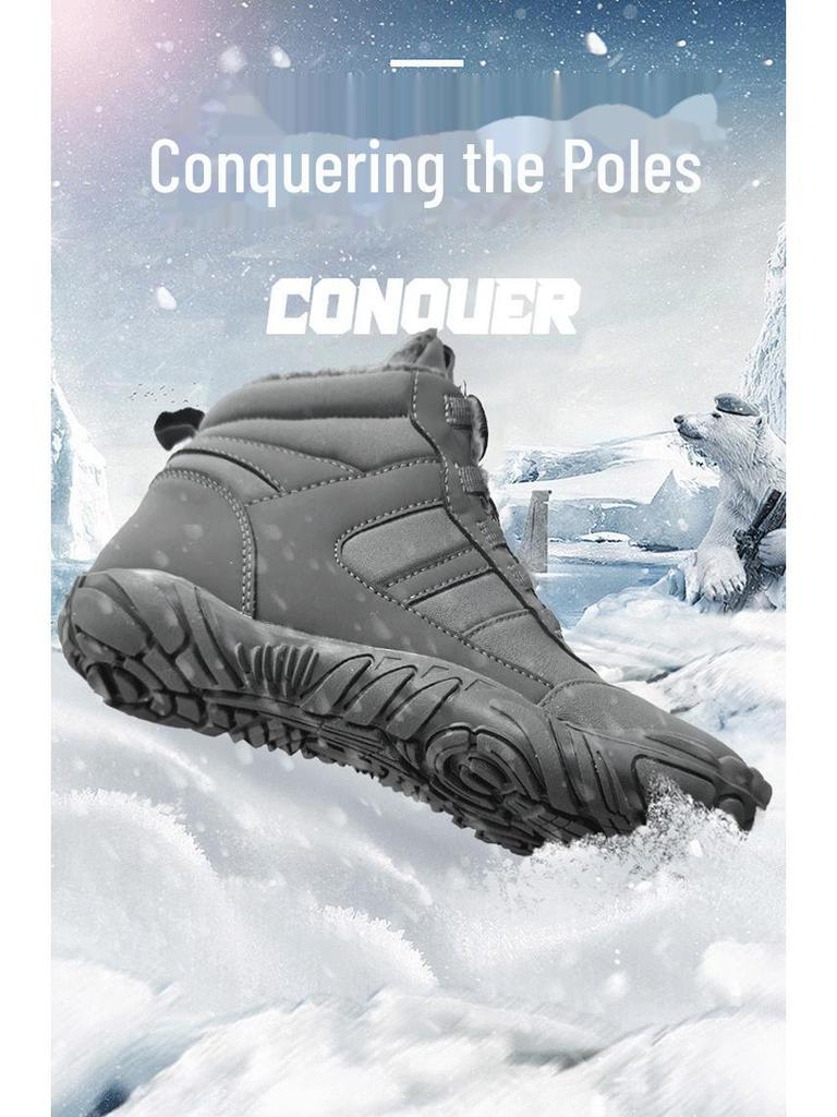 Waterproof Non-Slip Five-Finger Snow Boots with Velvet Lining for Outdoor Hiking