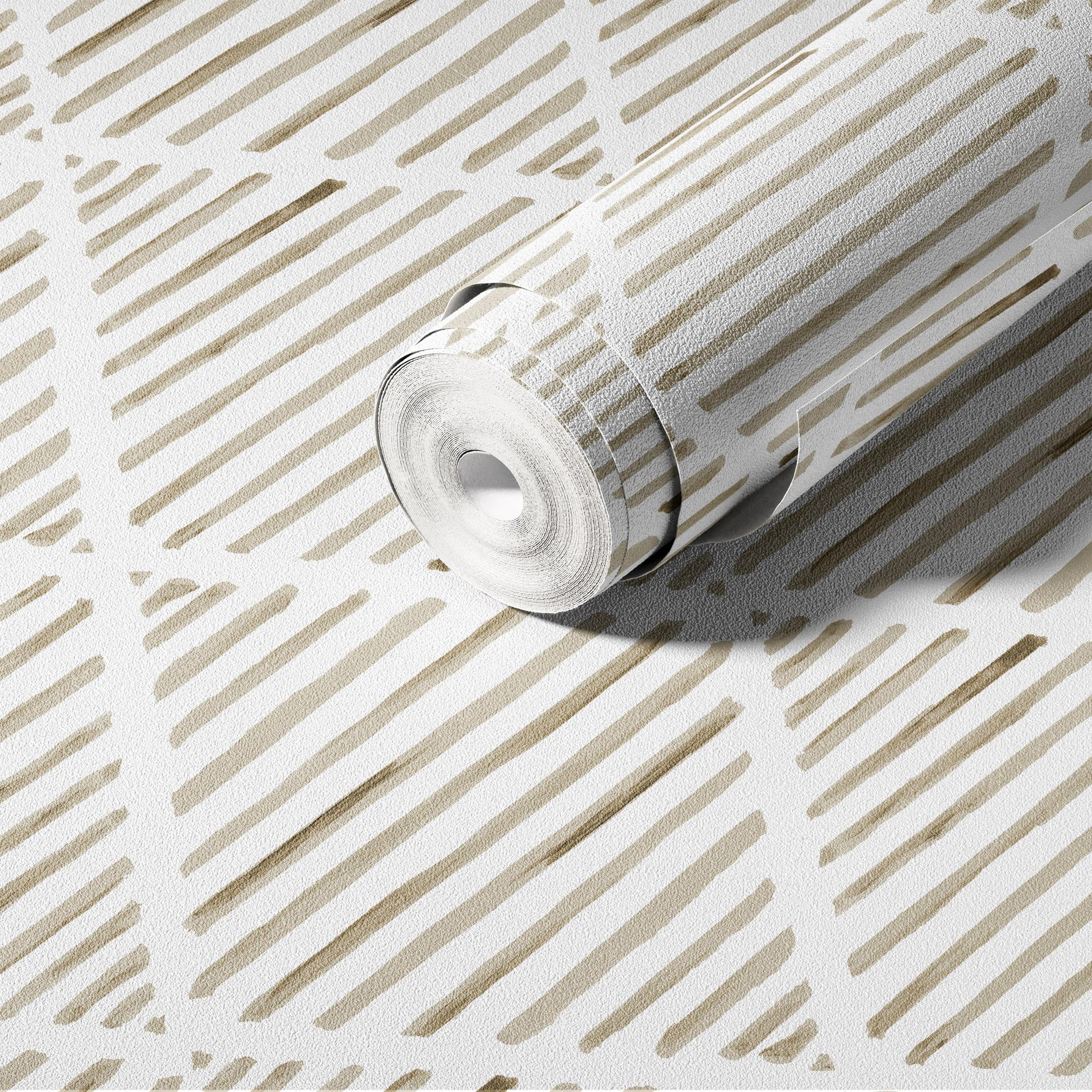 

Modern Peel and Stick Wallpaper Self Adhesive Contact Paper Beige White Geometric Wall Paper for Bedroom Bathroom Cabinets 45x300cm