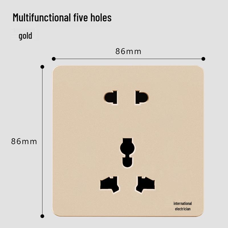 86 Type One-Gang Multi-Function Socket with Switch, High-Power Ten-Hole Panel