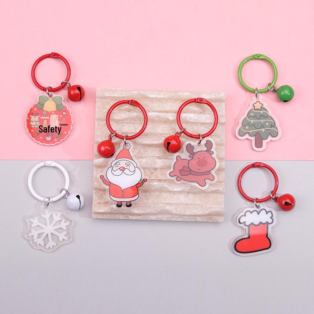 Double-Sided Santa Claus Cartoon Acrylic Keychain - Korean Style Backpack Pendant & Clothing Accessory