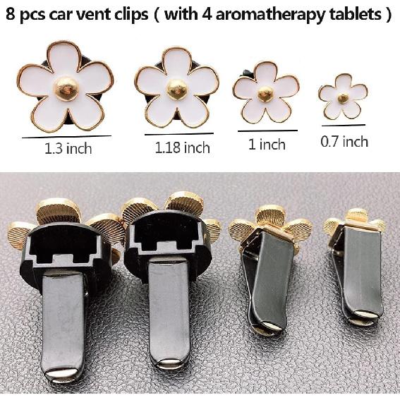Car Air Freshener Vent Clips For Women 8 Pieces Cute Car Vent Clips Decorations Daisy Flower Car Accessories Air Freshener Clips For Christmas