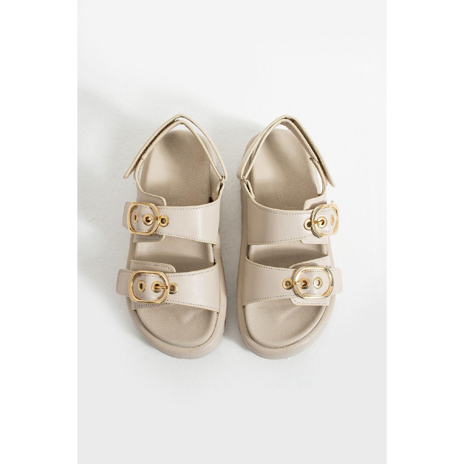

Camelia Double Buckle Detailed Woman Sandals 36 бежевий