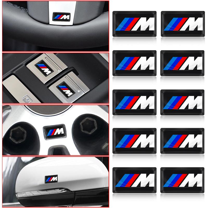2/5/10 stk Karbonfiber M LOGO Emblem Ratt Bil 3D Klistremerker For BMW M X5 X6 E90 E92 E93 F20 F21 F30 F31 F32 E60 E46 POWER