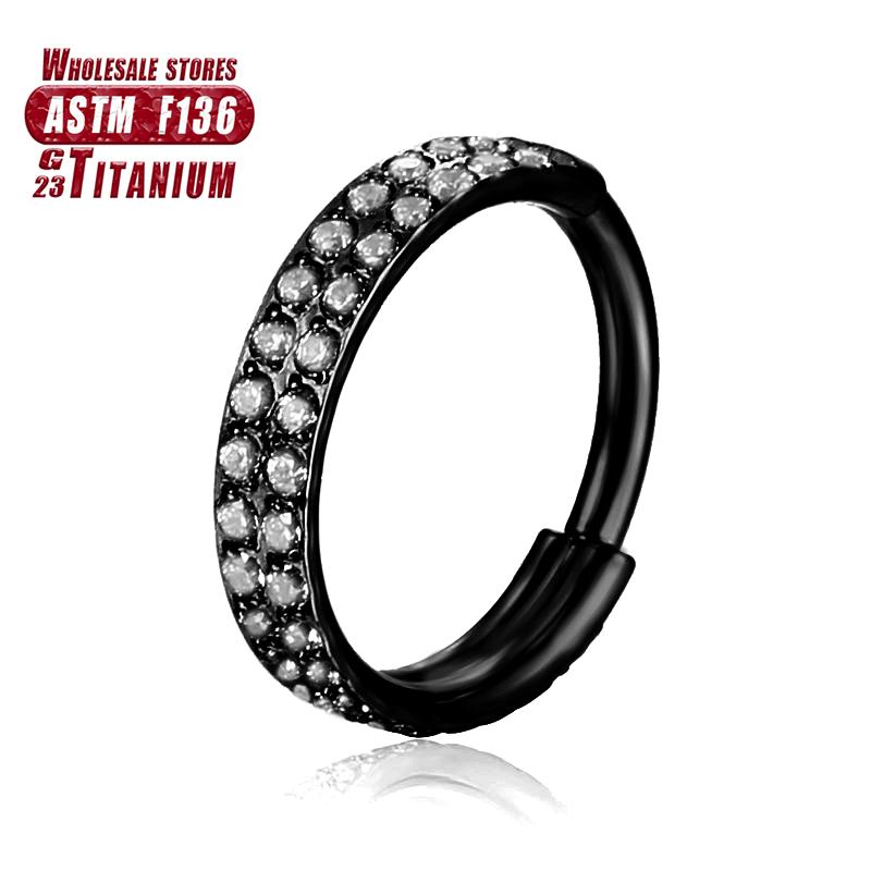 F136 Titanium Piercing Double Layered Triple Stack Hinged 16g Zircon Nose Ring Helix Cartilage CZ Small Cartilage Septum Clicker