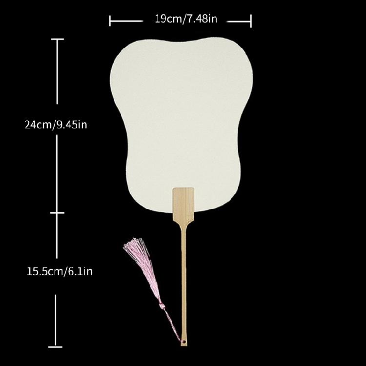 Chinese Rice Paper Fan White Round Fan with Tassels DIYs Blank Fan Decors