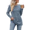 Women's Fashion Casual Autumn Winter Solid Color Print Long Sleeve O-Neck Blouses & Shirts