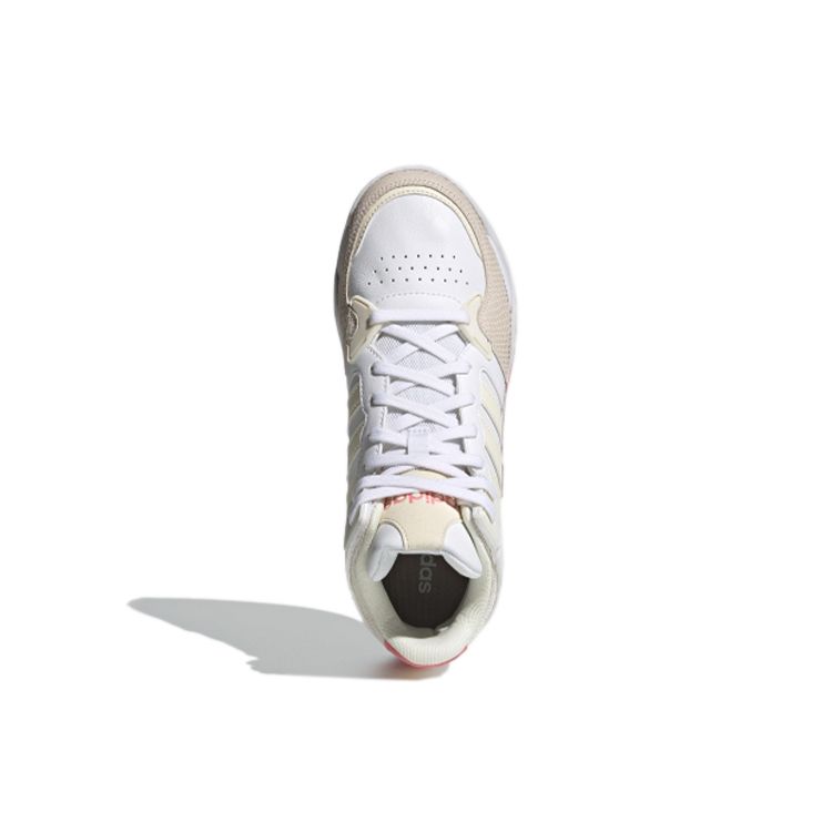 Adidas Neo 5th Quarter Synthetic Leather Trendy Sports Non-Slip Wear-Resistant Mid-Top Retro Basketball Shoes Women sneaker White Beige FY6051