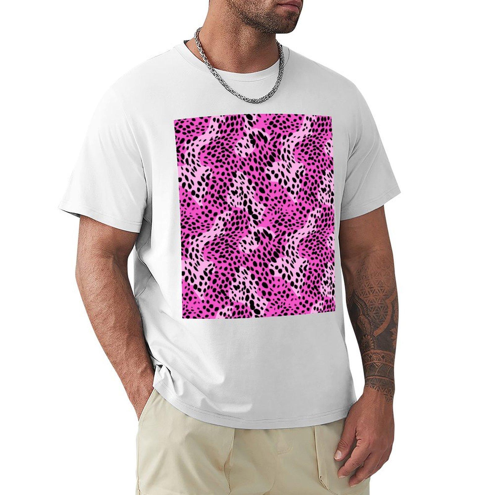 Pink And Purple Leopard Print Pattern Graphic Tshirt Creative Graphic Tee Shirt S