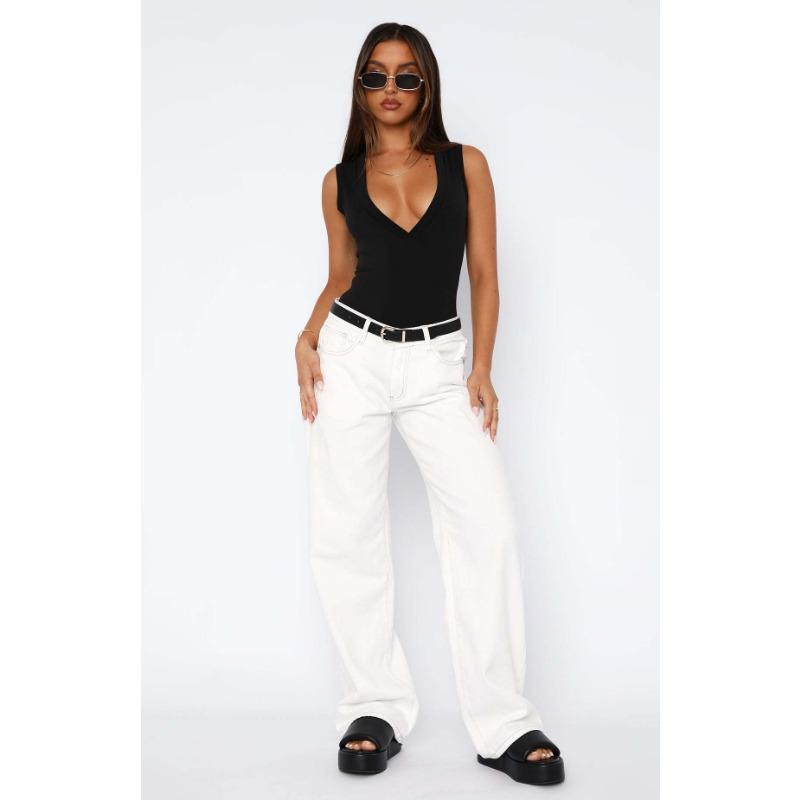 

Женские джинсы Hottie универсальные простые со средней посадкой без эластичности прямого кроя XL белый