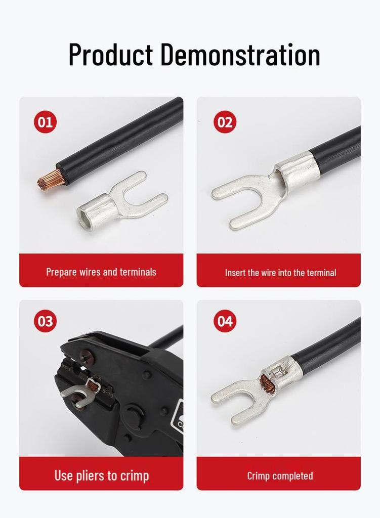Grade A Fork & U-shaped Tin-Plated Copper Crimp Terminals - Purple, Cold Crimp, Thickened