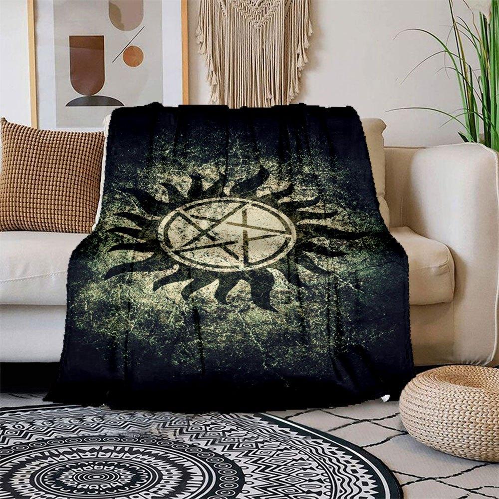 

Supernatural Anti-Possession Symbol Wall Art PrintBlanket Flannel Throw Blanket for Sofa, Bed, Travel, Camping, Office, Couch, Chair, And Be 150x180cm