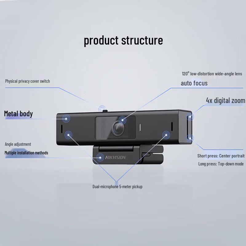 Hikvision 2K HD 120° Wide Angle Webcam with Dual Mics