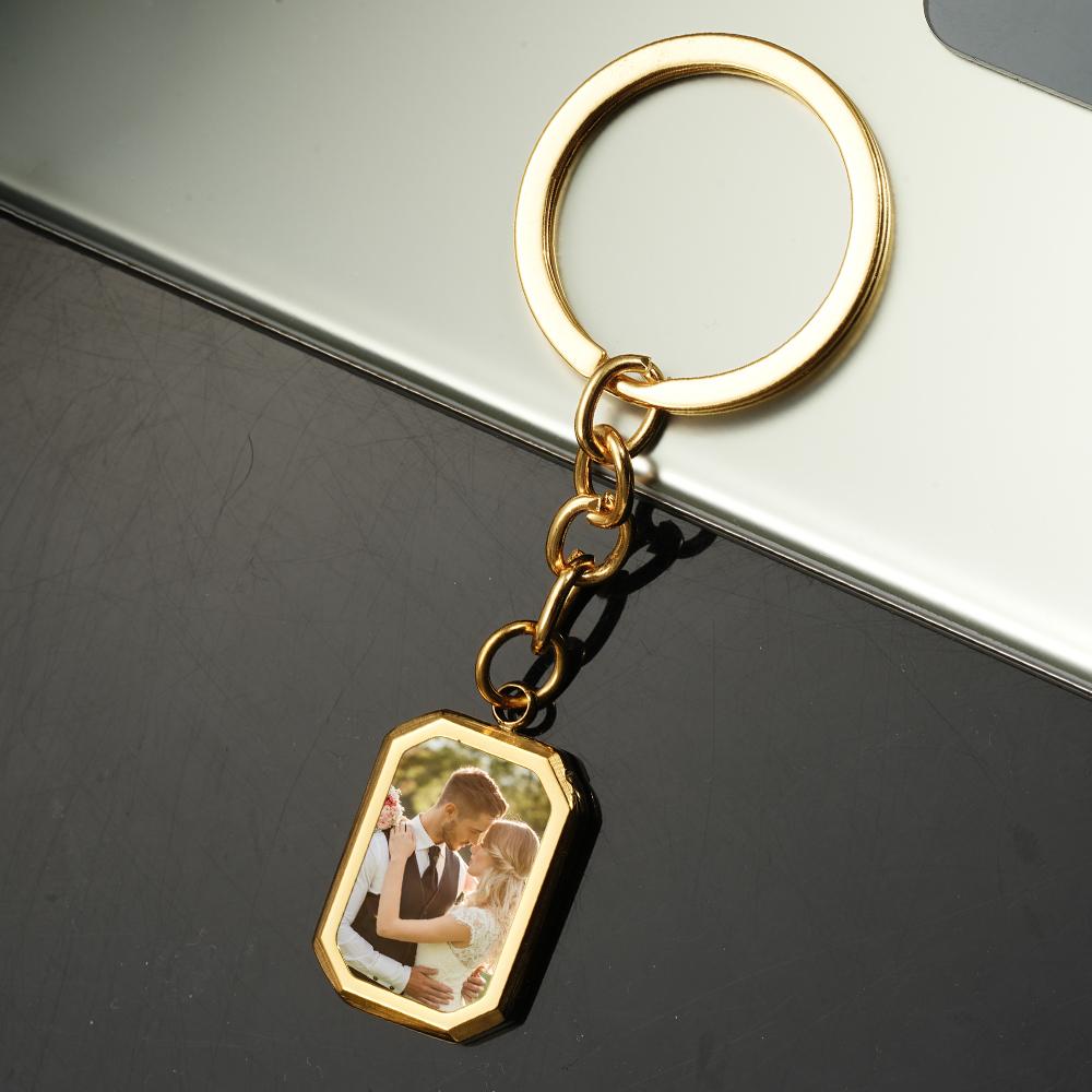

Personalized Photo Keychain - Custom Picture Keyring with Rectangular/Octagon Frame, Unique Gift for Him Her Custom Photo