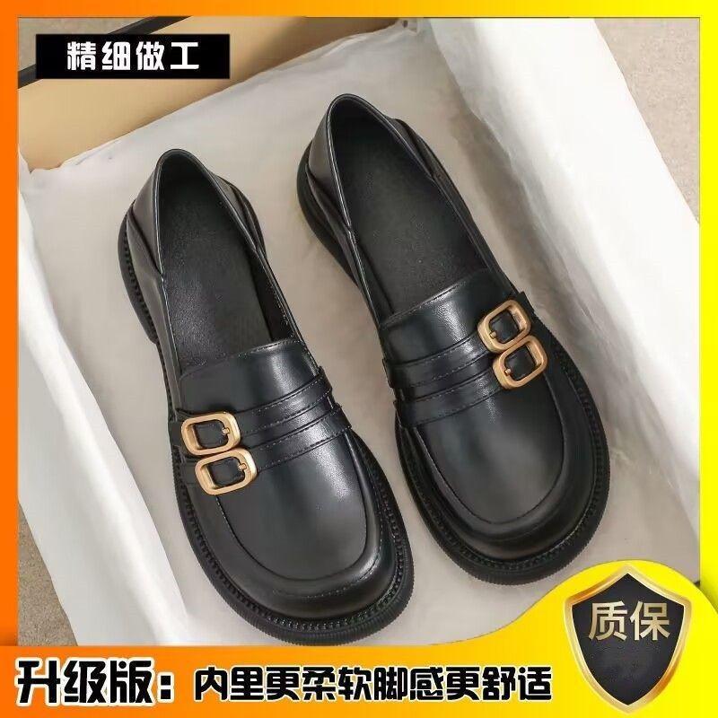 

- Large size women s shoes soft leather spring and autumn new thick heel two wear single shoes versatile soft sole small leather shoes 43