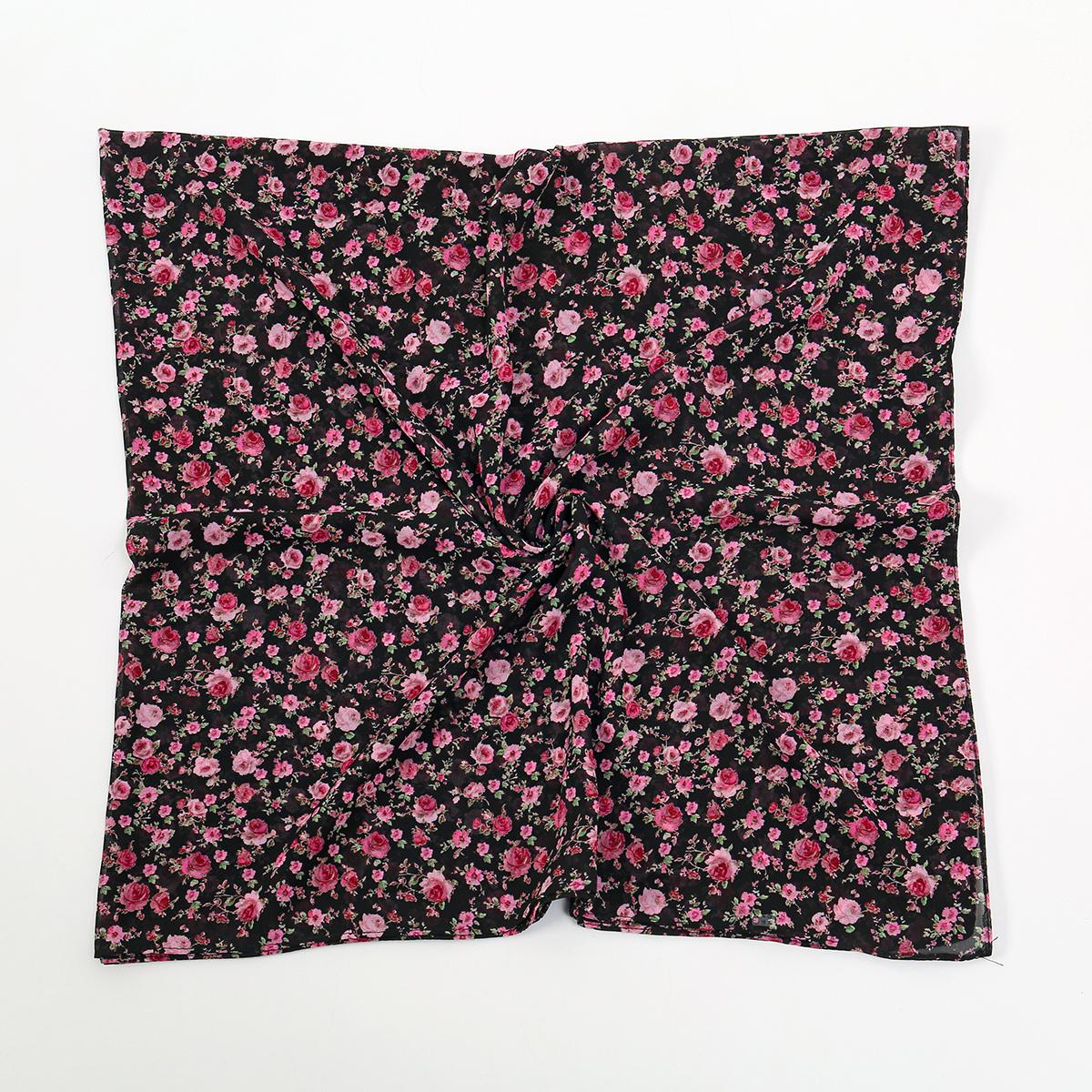 

145*145CM Printed Floral Square Scarf Chiffon Hijabs Scarves For Women Muslim Shawls Headscarf Wraps Foulard Headband Bufandas