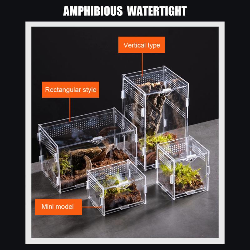 Acrylic Transparent Reptile Terrarium Breeding Box Turtle Cage Nano Arboreal Tarantula Enclosure Dearded Dragon Reptiles Habitat