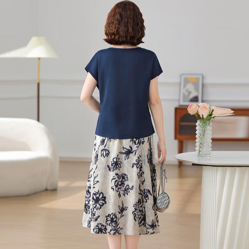 LangSha Mid-Aged Women's Chinese Style Summer Dress Set