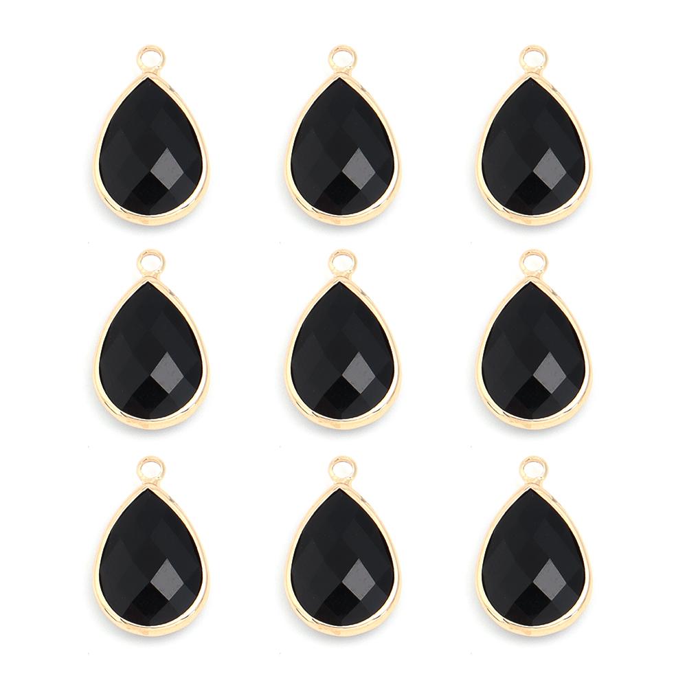 6Pcs Glass Droplet Shape Pendant with Gold Border High Quality Pendant For DIY Necklace Earrings Jewelry Accessories Supplies