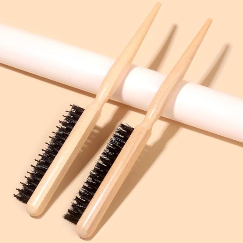 Ahşap Sap Yaban Domuzu Kılı Fırçalı Taraklar Salon Saç Fırçaları Doğal Yaban Domuzu Kılı Saç Taraklama Fırçası İnce Hatlı Şekillendirme Tarağı Saç Şekillendirme
