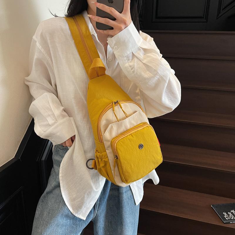 Damen Kleiner Rucksack Multifunktionale Brusttasche Kontrastfarbe Outdoor Schulter Umhängetasche