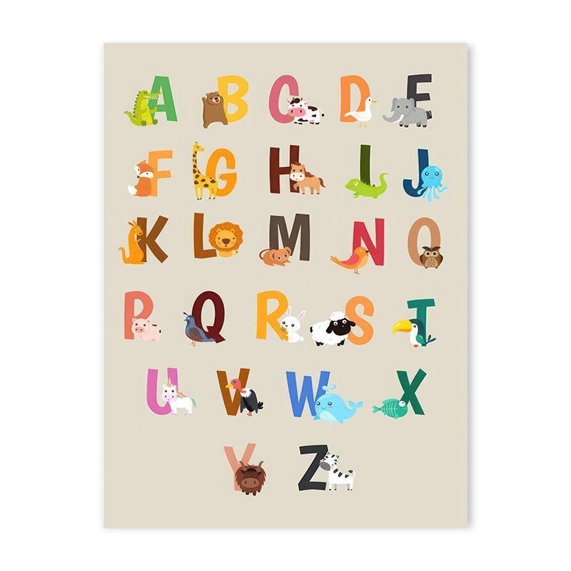 Kids Learning Education Posters English Letters and Numbers Canvas Painting Nordic Nursery Baby Bedroom Wall Art Home Decor