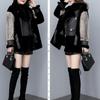 Damen Stilvoller Lockerer Gespleißter Kunstpelzmantel Kurze Lederjacke Warme Winteroberbekleidung