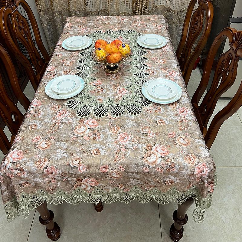Embroidered Tablecloth European Style Fabric Rectangular Tablecloth Living Room Coffee Table Dining Table Decoration Cloth Mat