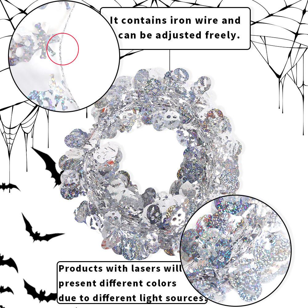 75 Meter Decorative Halloween Wire Garland With Colorful Pumpkin Skeleton Bat And Spider Designs For Spooky Vibes