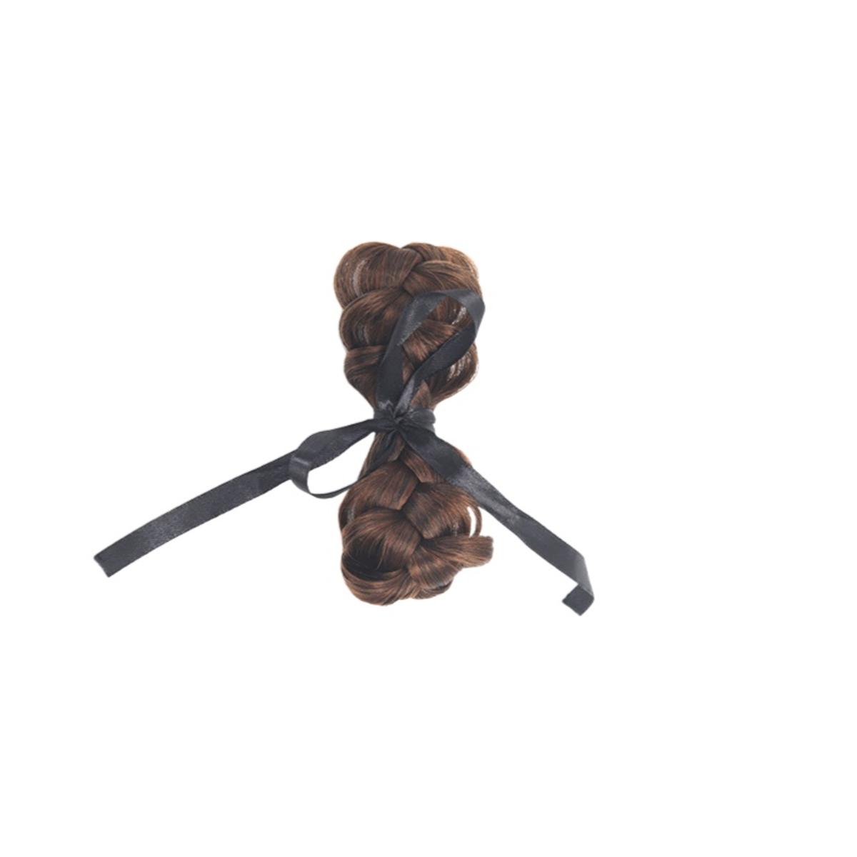 

Модный плетеный парик с клипсой, плетеный парик из синтетических волос, заколка для волос с лентой-бантом, наращивание хвостика, заколки-банты для волос для женщин one size светло-коричневого