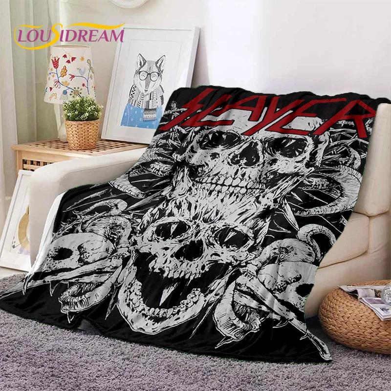 3D Rock Slayer Heavy Metal Band Soft Flannel Blankets,Throw Blanket Comfortable Blanket for Picnic Beds Sofa Home Bedroom Gifts