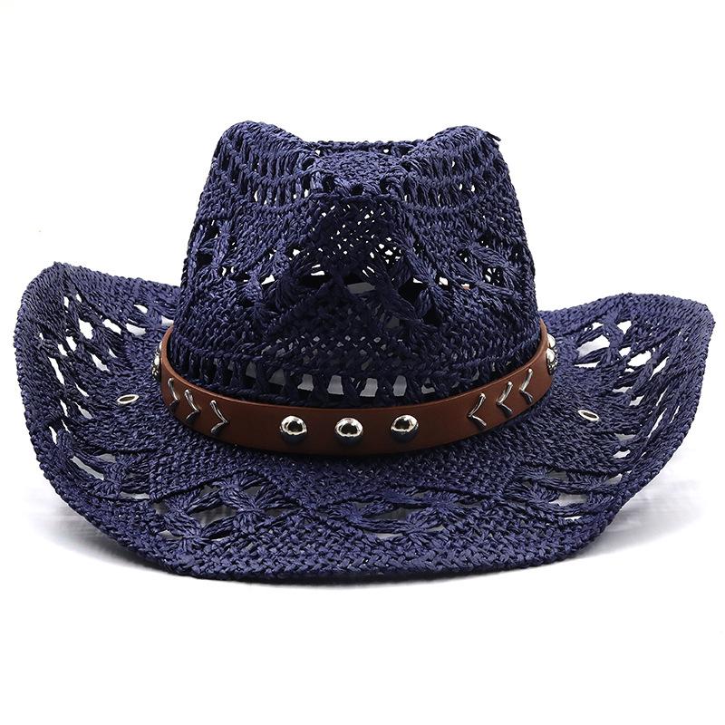 New Vintage Summer Beach Bohemian Straw Hat Shell Women Men Western Cowboy Hats Wooden Beads Hollow Out Sun Hat Holiday Cap
