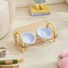Double Bowls Cat Food Water Bowl Anti-flip Elevated Pet Feeder Bowl  for Kitten/Puppy/Bunny