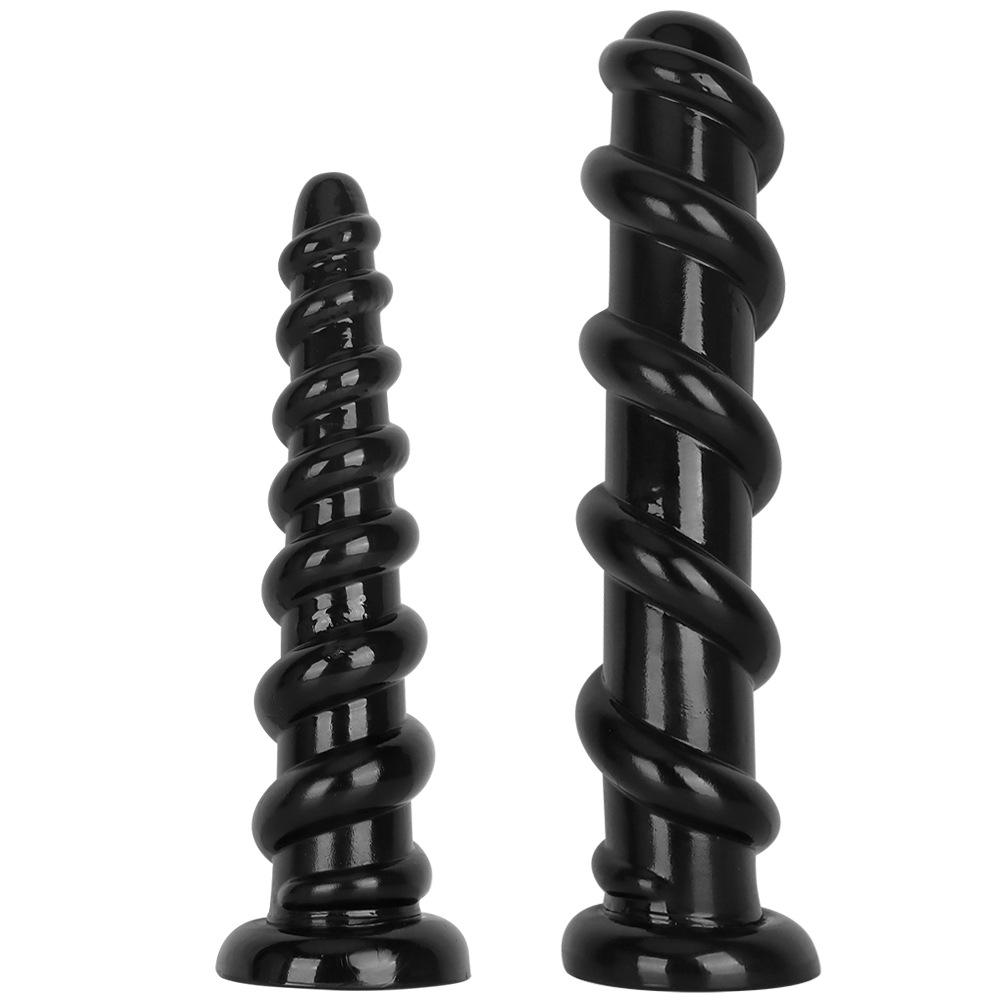 Super Large Threaded Masturbator Black PVC Butt Plug Dildo Anal Fisting Sex Toy Realistic Penis Big Dick
