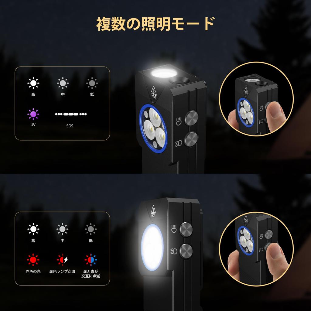 New EDC Rechargeable Walking Portable LED Running Aluminum Alloy 550 Light 11 Up to 17 Hours of Use in Low Light IPX6 Waterproof and Equipped with a