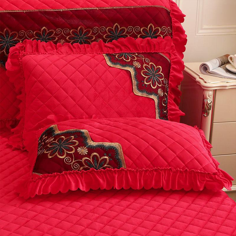 

2 шт., кружевная бархатная наволочка, чехол для кровати, прямоугольный декор, мягкая стеганая подушка, роскошная европейская зимняя теплая подушка 2PC 48*74CM