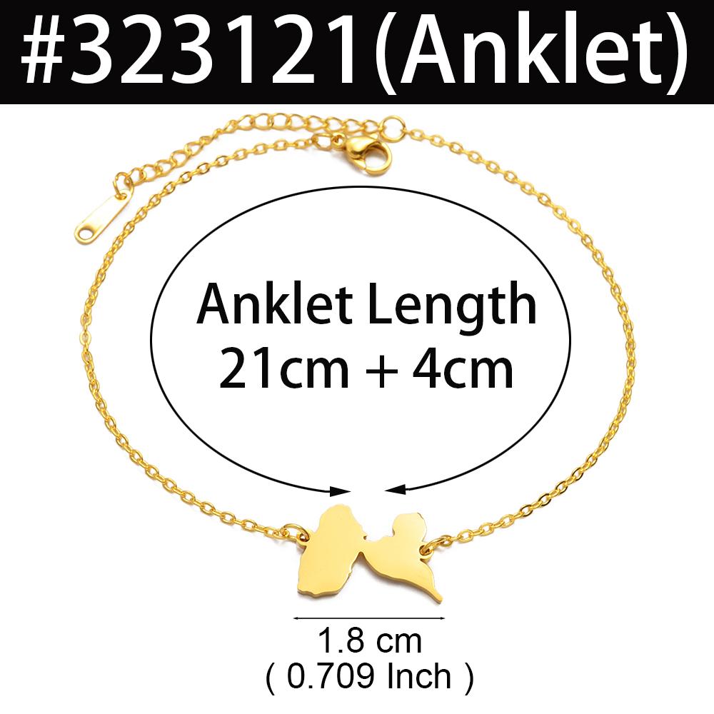 Anniyo 21 см/18 см Браслеты на лодыжку с картой Гваделупы (Франция) для женщин Украшения из нержавеющей стали Цепочка на ногу #323121
