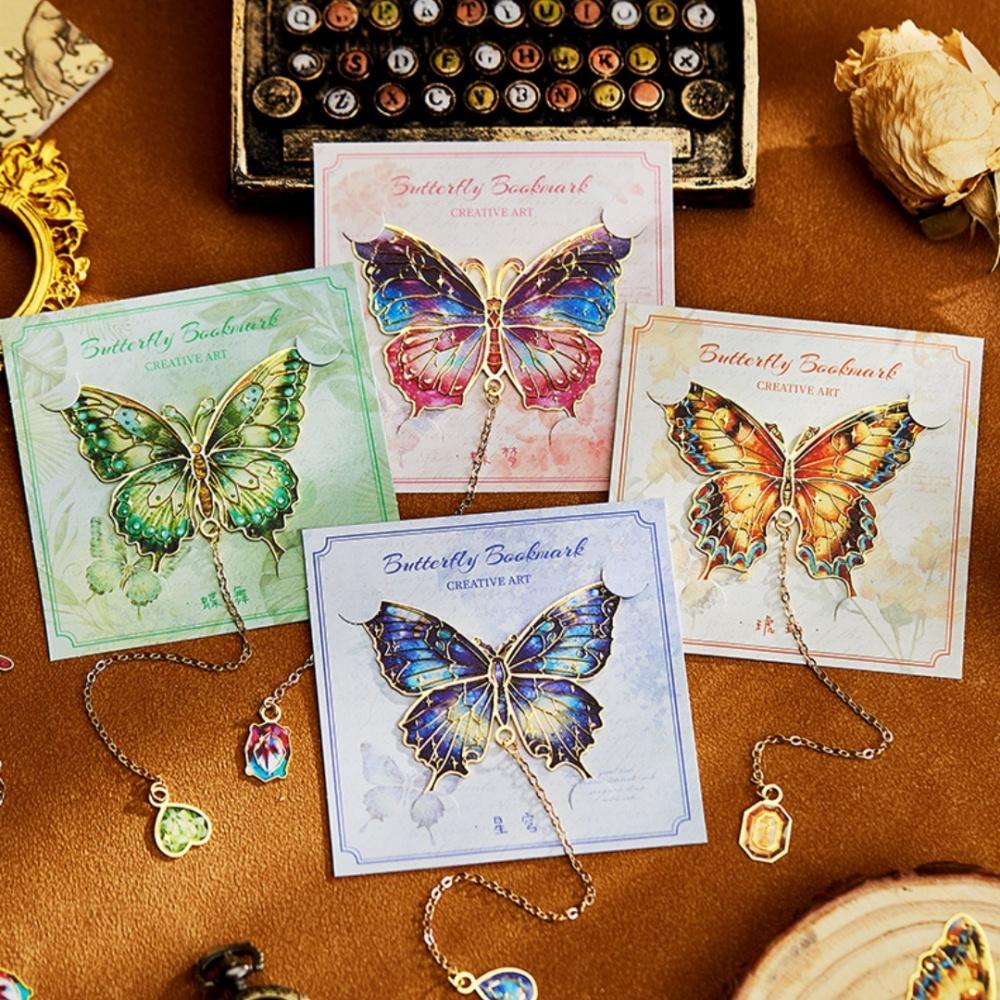 Artistic Book Clip High-Quality Oil Painting Bookmark Exquisite Bookmark Separator Colorful Butterfly Metal Bookmark For Gift