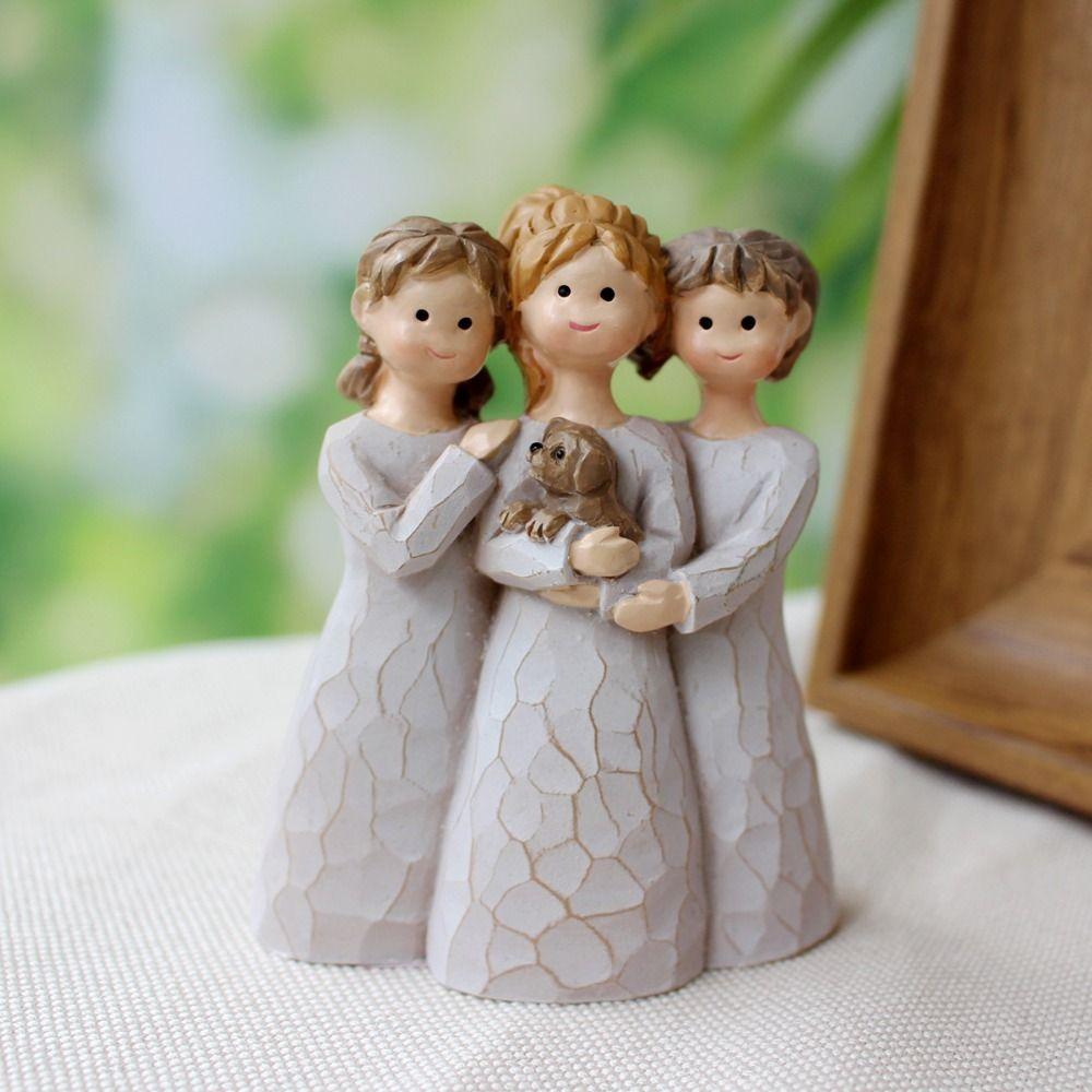 

Carving Resin Characters Statue Handicraft Sisters Desktop Ornaments Home Decor Three Sisters