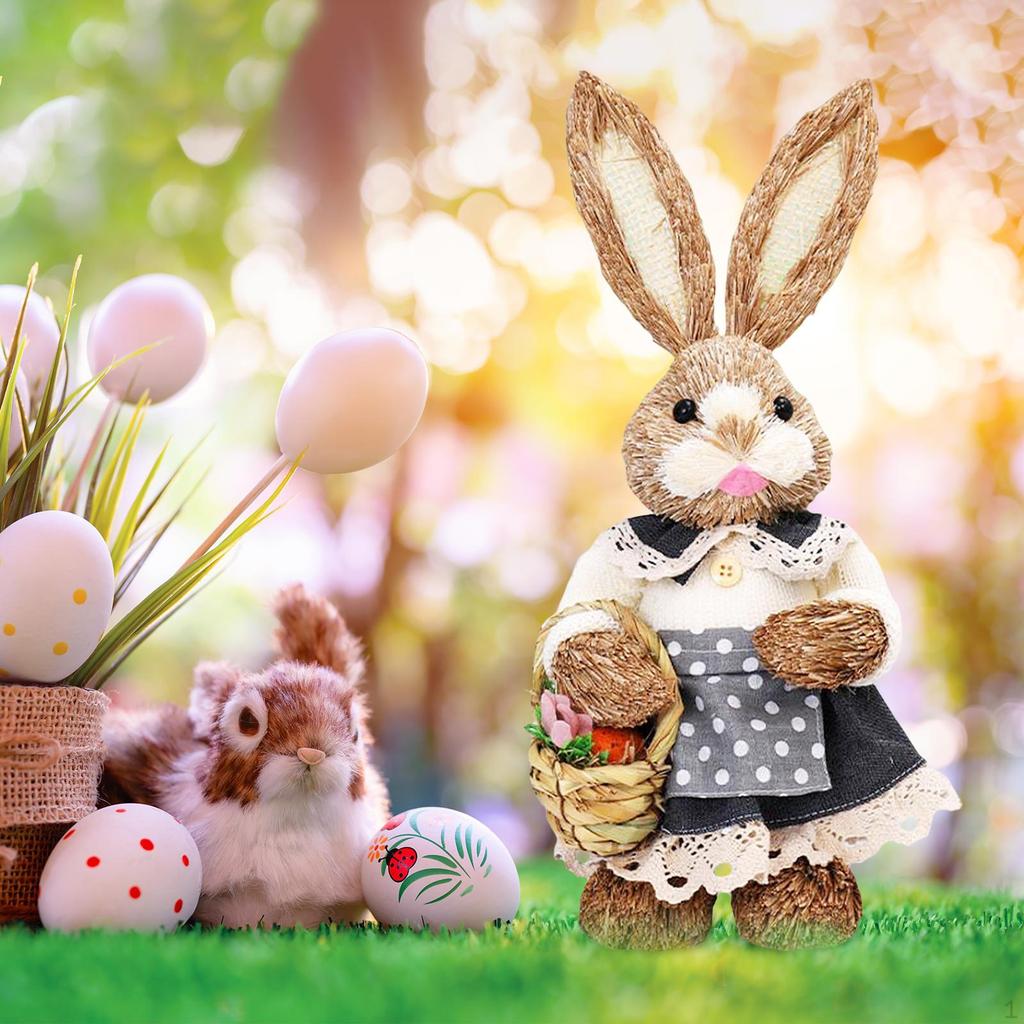 14 Inch Easter Bunny Figurine, Handmade, Lovely Photography Props, Animal Crafts for Holiday