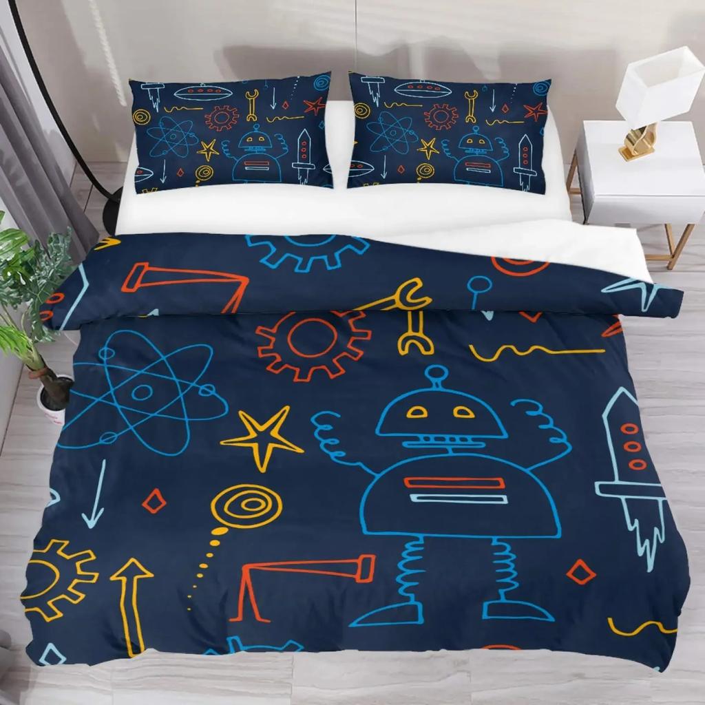 Trippy Alien Duvet Cover Set Queen Alien Skull Bedding Set Psychedelic Space Watercolor Colorful Queen Size Bedspread Alien Gift