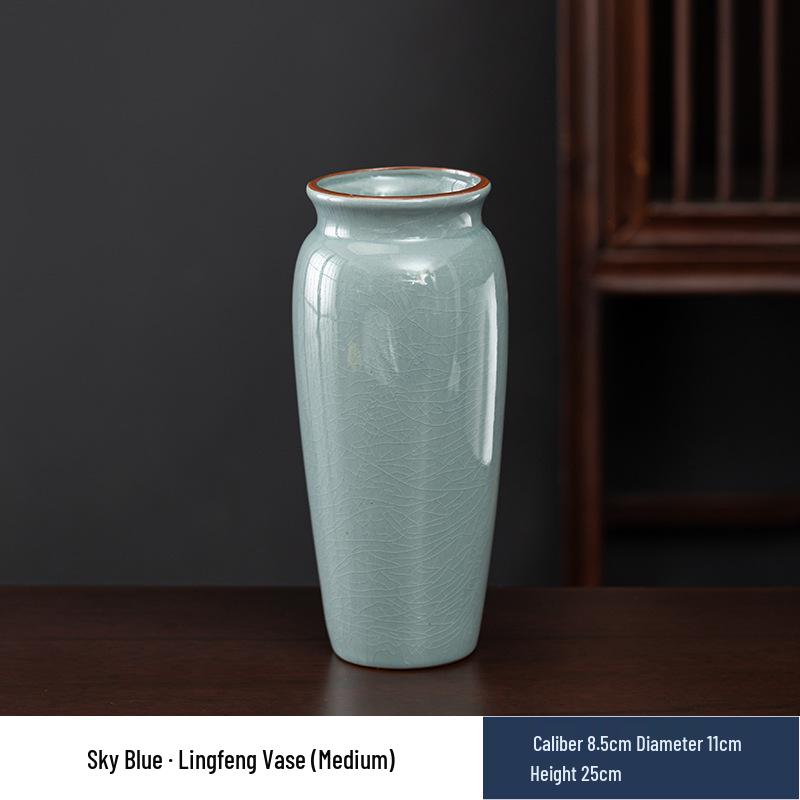 Vaso in Ceramica di Alta Gamma Ge Kiln Retrò per Fiori Freschi, Idroponica e Bambù